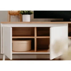 Meuble TV Linz chêne artisan/blanc