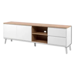 Meuble TV Linz chêne artisan/blanc