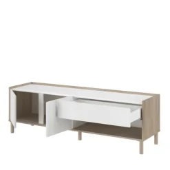 Meuble tv Morphis blanc et chêne japon