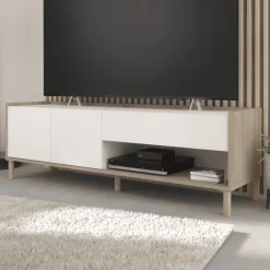Meuble tv Morphis blanc et chêne japon