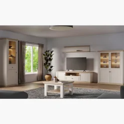 Meuble tv Pontypool blanc mat et chêne riva