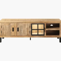 Meuble tv 1 porte verre et 2 portes bois Kali
