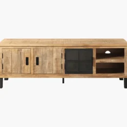 Meuble tv 1 porte verre et 2 portes bois Kali