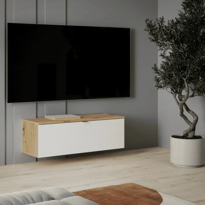 Meuble tv suspendu 100 cm Libertad Artisan / blanc