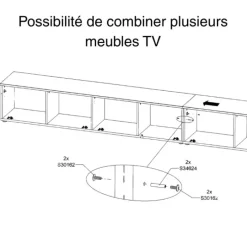 Meuble tv suspendu Libertad 180 cm artisan et blanc