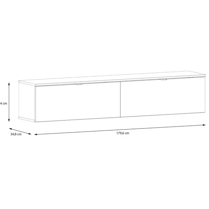 Meuble tv suspendu Libertad 180 cm artisan et blanc