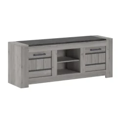Meuble TV Tom chene gris/marbre