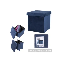 Petit pouf pliable Velvet bleu
