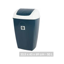 Poubelle Pasha 50L blanc/bleu