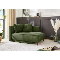 Recamiere en tissu cotelé vert Rex