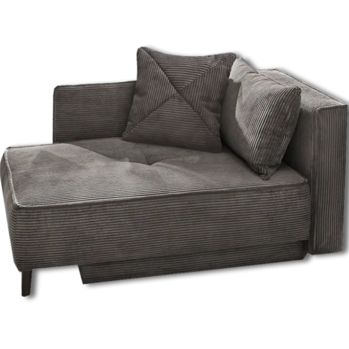 Rex - Recamiere velours cotelé gris foncé