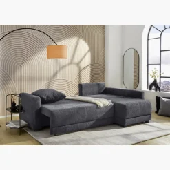 Salon d'angle convertible Venezia anthracite