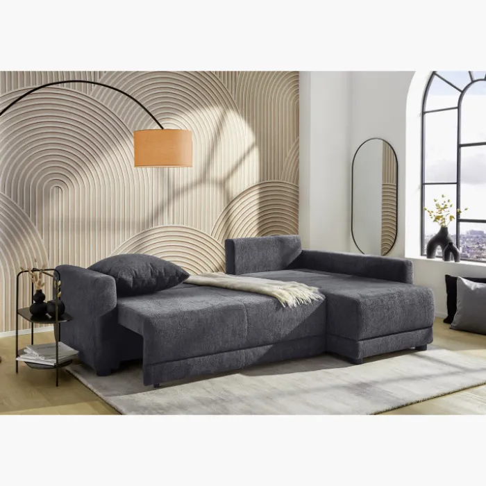Salon d'angle convertible Venezia anthracite