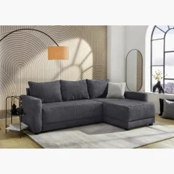 Salon d'angle convertible Venezia anthracite