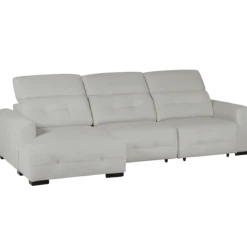 Salon d'angle gauche Saphire avec assise coulissantes blanc