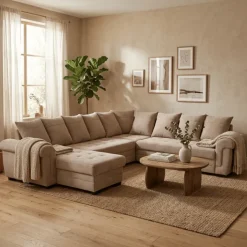 Salon panoramique Latte beige cotelé