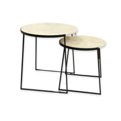 Set de 2 tables d'appoint Talisa fer noir/marbre blanc