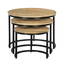 Set de 3 tables de salon Cisco bois massif manguier