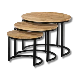 Set de 3 tables de salon Cisco bois massif manguier