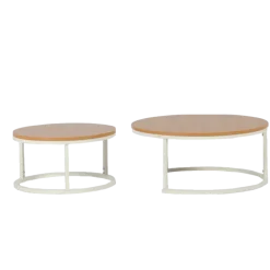 Set de 2 tables de salon UCT7033/7034 naturel/blanc