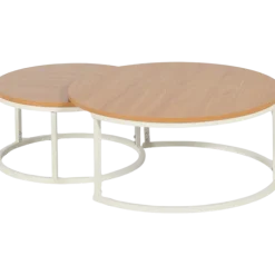 Set de 2 tables de salon UCT7033/7034 naturel/blanc
