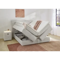 Simone lit 160x 200 cm beige Boxspring avec coffre