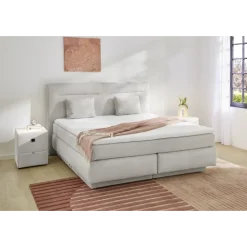Simone lit 160x 200 cm beige Boxspring avec coffre
