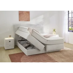 Simone lit 160x 200 cm beige Boxspring avec coffre