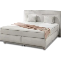 Simone lit 160x 200 cm beige Boxspring avec coffre