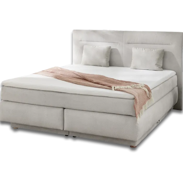 Simone lit 160x 200 cm beige Boxspring avec coffre