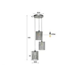 Suspension 3L metal/noir