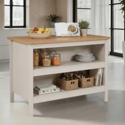 Table bar avec rangement Emmilia Chêne artisan et cachemire