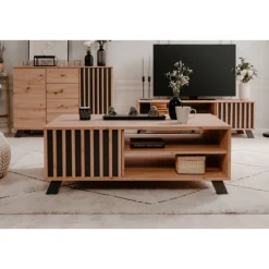 Table basse Medan chêne artisan/anthracite