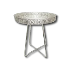 Table d'appoint métal argent/mirroir