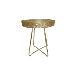 Table d'appoint métal or/miroir