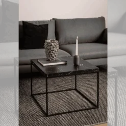 Table de salon carré Barossa marbre noir