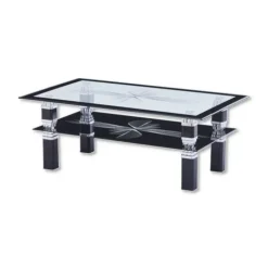 Table de salon C36S noir/verre trempé