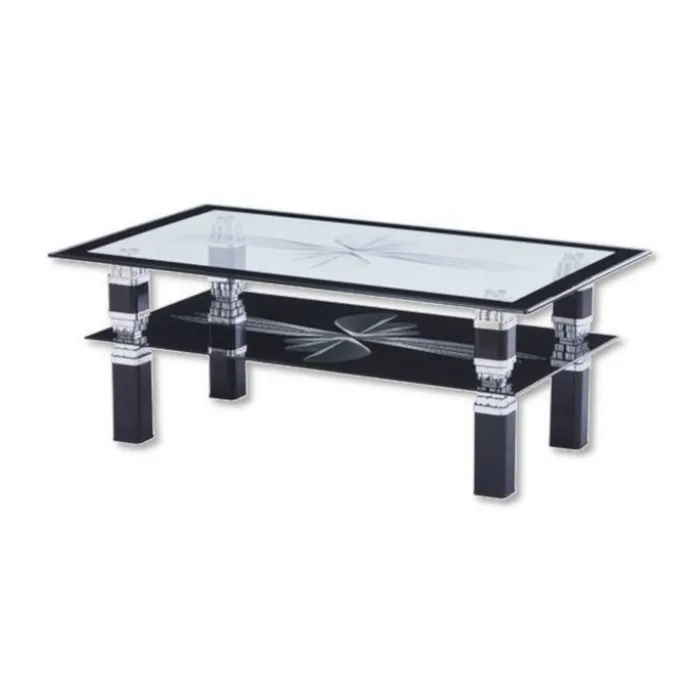 Table de salon C36S noir/verre trempé