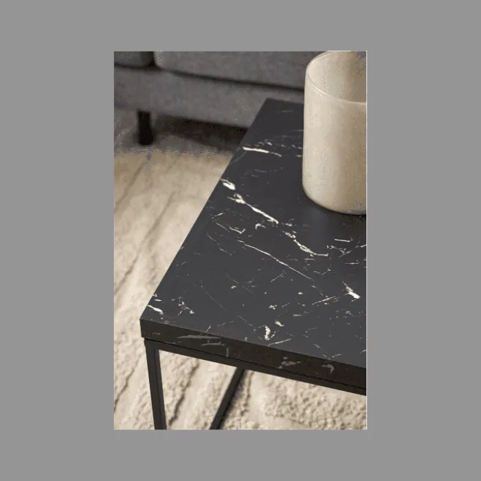 Table de salon réctangulaire Barossa marbre noir