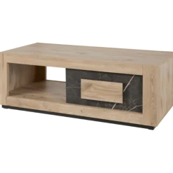 Table de salon Sacha canyon oak/marbre