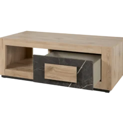Table de salon Sacha canyon oak/marbre