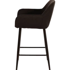 Tabouret de bar avec accoudoirs Rox en tissu noir
