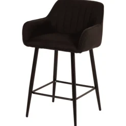 Tabouret de bar avec accoudoirs Rox en tissu noir