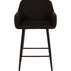 Tabouret de bar avec accoudoirs Rox en tissu noir