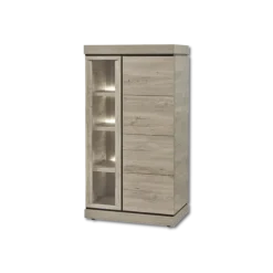 Vitrine Belluno KV1R chêne millenium/gris