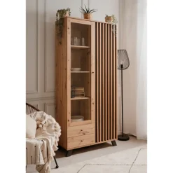 Vitrine Medan chêne artisan/anthracite